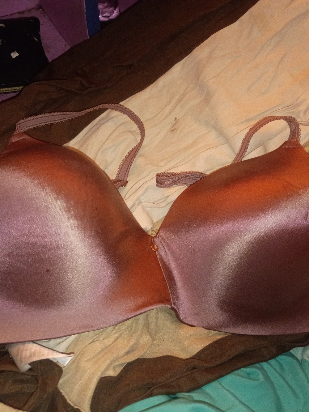 Montelle Smooth Satin Molded T-Shirt Bra — Chocolate Muave